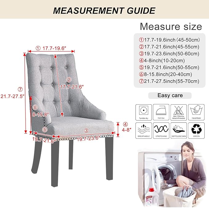 Lellen Stretch Wingback Chair Cover Slipcover - Reusable Wingback Side Chair Slipcover,Accent Chair Cover,Arm Protector Seat Cover,Wing Chair Cover for Dining Living Room Home（2PCS,Cream）