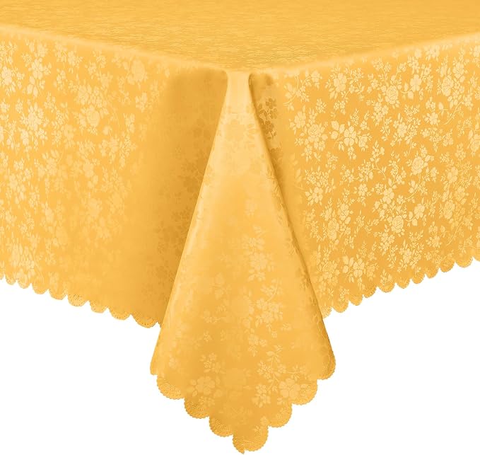 Smiry Rectangle Table Cloth, Waterproof Heavy Duty Vinyl Tablecloths, Wipeable Washable Table Cover for Kitchen and Dining Room (Mustard Yellow, 60" X 84")