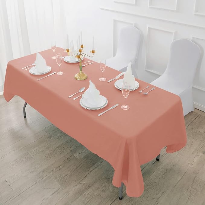 Fokitut 2 Pack Waterproof Rectangle Tablecloth, 90x132 Inch,Stain Resistant and Wrinkle Polyester Table Cloth, Fabric Table Cover for Kitchen Dining, Wedding, Party, Holiday Dinner-Dusty Pink