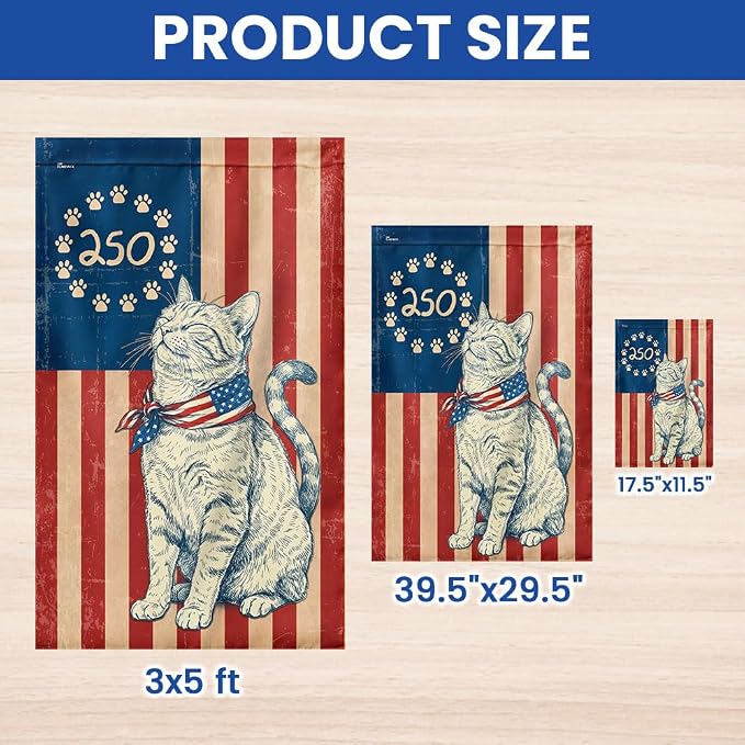 American Flag-Flagwix Patriotic Cat Garden Flag - 250th Anniversary Paw Prints Betsy Ross Flag Decor, 3x5 ft. Flag-USA Premium Polyester