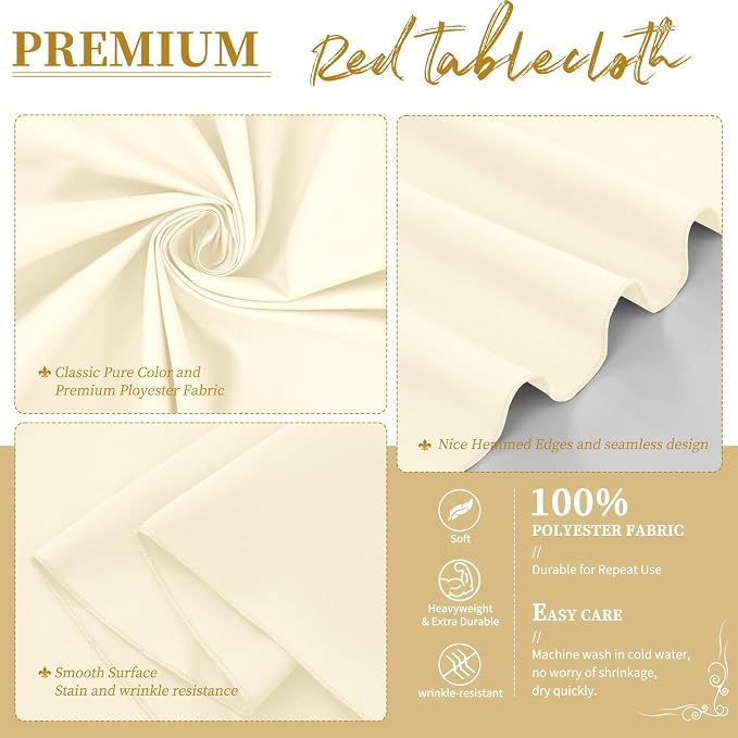 YMHPRIDE 6 Pack Beige Tablecloths - 120 Inch Polyester Round Table Covers, Washable Fabric for Wedding, Party, Dining, Banquet