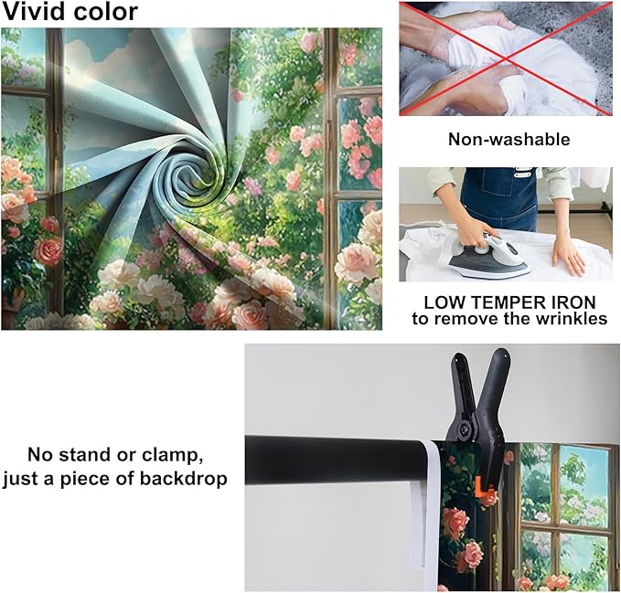 Baocicco 9x6ft Flowers Windowsill Photography Background Spring Floral Retro Oil Painting Photo Backdrop for Valentines Mothers Day Birthday Wedding Party Decorations Girls Women Portraits