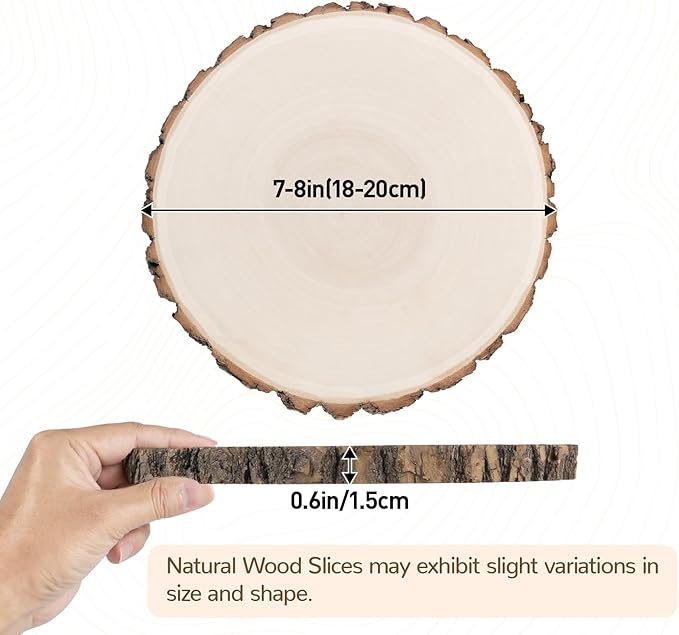 ilauke 8Pcs Wood Slices for Centerpieces 7-8 Inch, Natural Wood Rounds for Crafts, Large Wood Slabs for Rustic Wedding Decor, Centerpiece Table Decorations and DIY