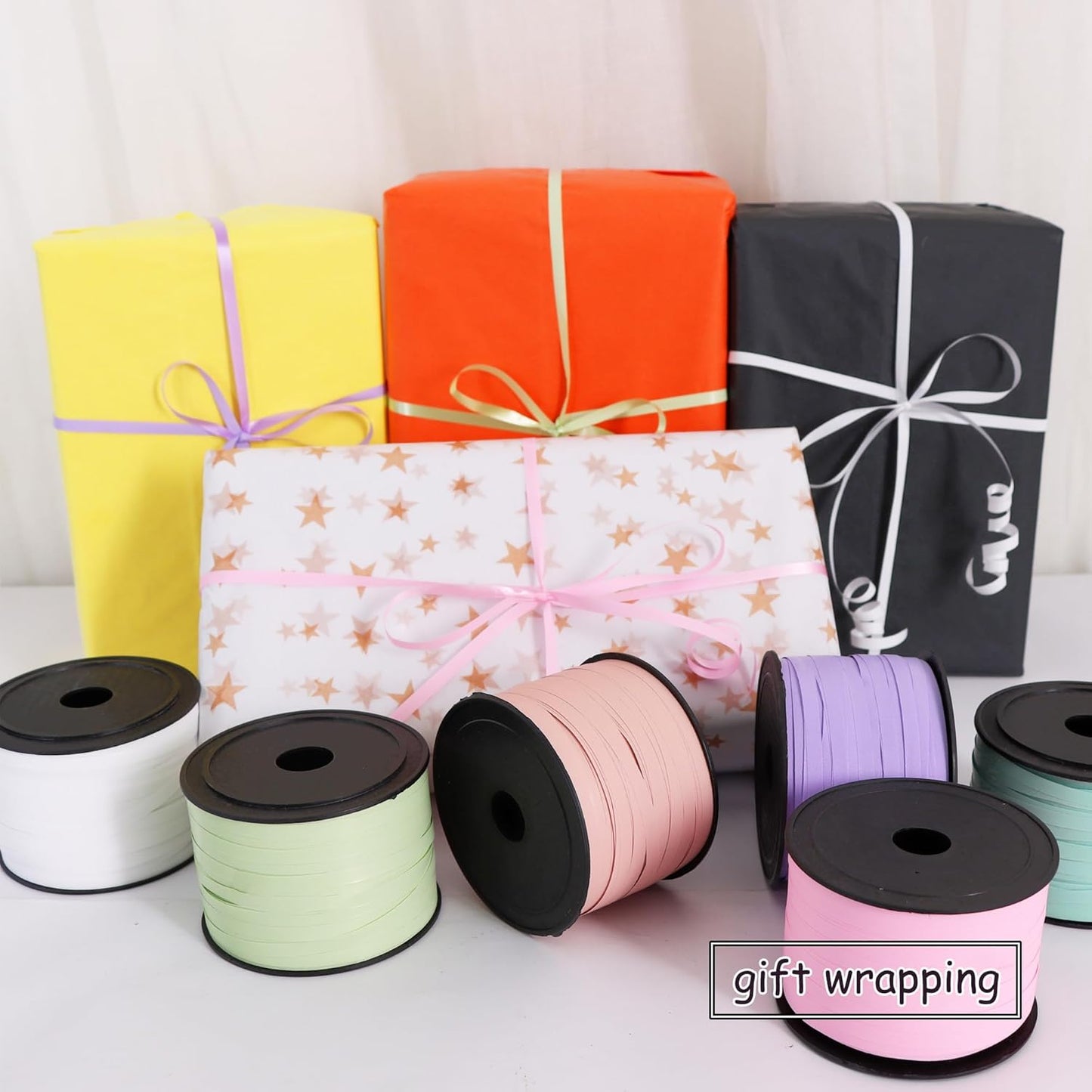 BEISHIDA 6 Assorted Colors Curling Ribbons Balloon String Ribbons - Pastel Colors 6 Rolls for Gift Warppping Birthday Easter Party Decorations