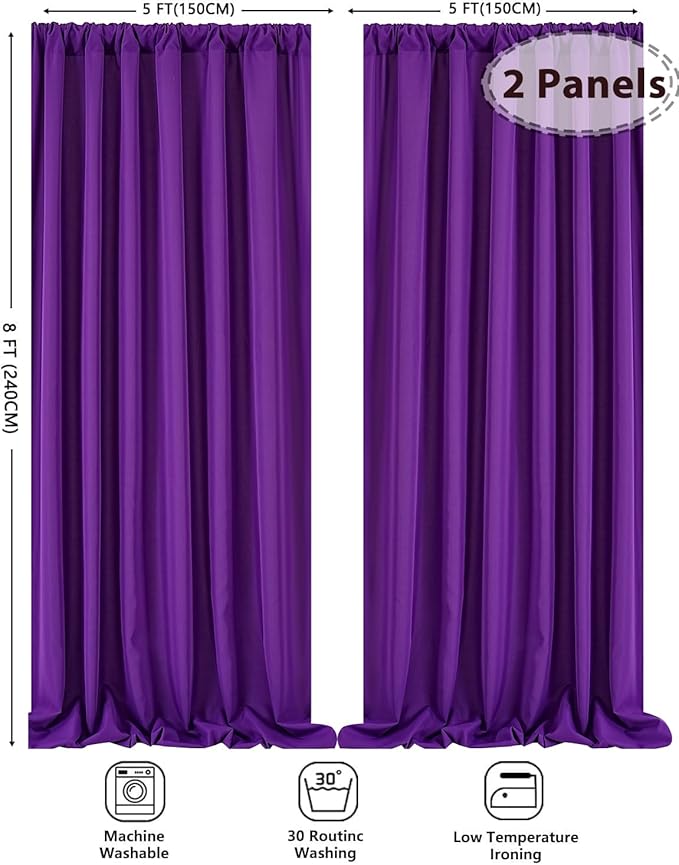 Purple Backdrop Curtains Birthday Background: Polyester Backdrop Panel Fabric 10ftx8ft Wall Back Drop Halloween Stage Wedding Decorations