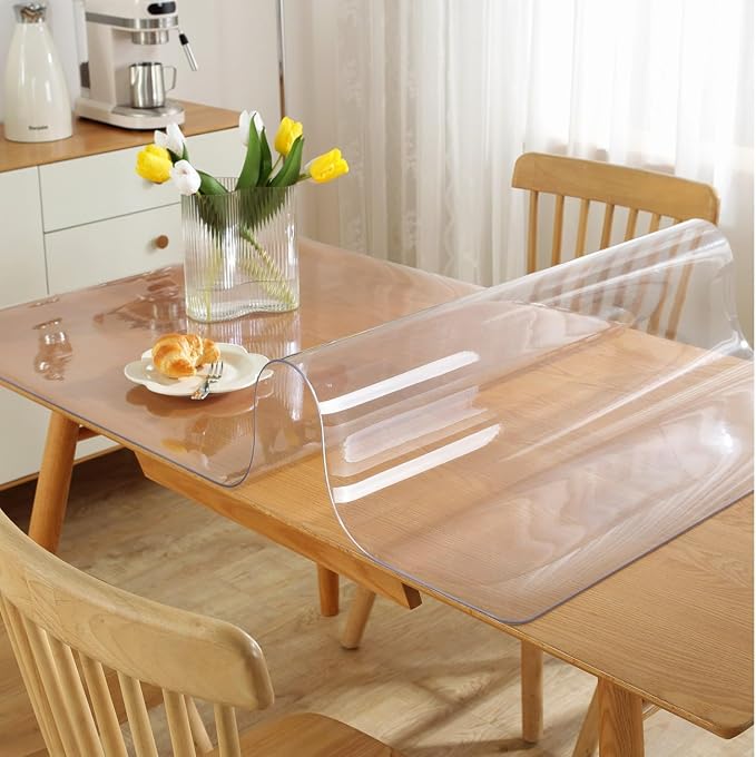 OstepDecor Frosted Clear Table Cover Protector 38 x 84 Inch, 1.5mm Thick Plastic Table Cover, Dining Table Protector Pad, Waterproof & Easy Cleaning PVC Desk Mat for Dresser, Coffee & Wooden Tabletop