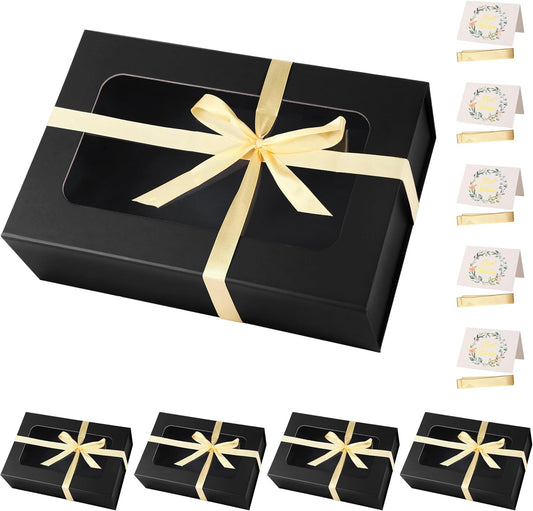 Black Large Gift Boxes with Window, 13.5"x9"x4.3" Bridesmaid Boxe for Gift Giving,Birthday Gift Box with Magnetic,Closure Lid Gift Boxes for Presents,Cute Boxe,Luxury for Gift Packaging,Gift Box for Wrapping Gifts