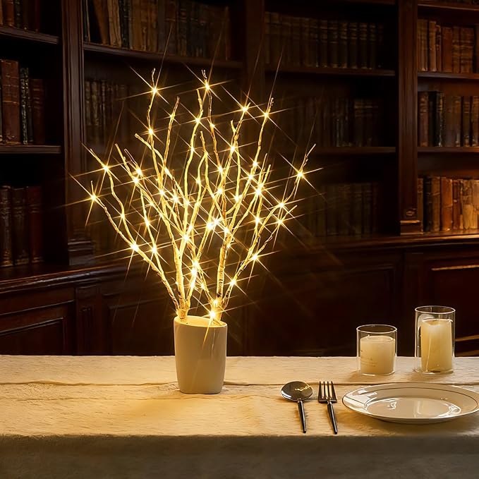 Birchlitland Lighted Birch Branches Battery Operated 18IN 70 LED 8 Function, White or Multiple Colors, Artificial Decorative Branch Lights for Home and Holiday Decoration Indoor Outdoor