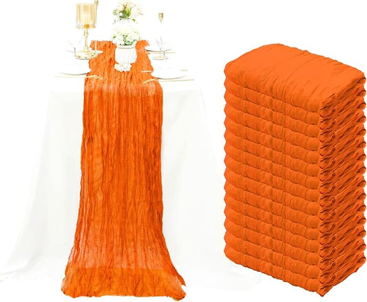 15 Pack Orange Cheesecloth Table Runner 10Ft Gauze Cheese Cloth Table Runner 35 x 120Inch Boho Table Runners Romantic Table Cover for Wedding Birthday Party Bridal Baby Shower Fall Table Decoration