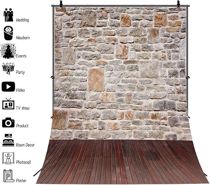 AOFOTO 6x8ft Grunge Stone Brick Wall Background Vintage Interior Photography Backdrop Adult Lover Artistic Portrait Photo Studio Props Vinyl Wallpaper