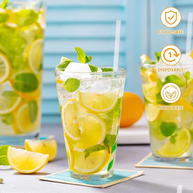 Hoolerry 1500 Pcs Plastic Straws Disposable Individually Wrapped Drinking Straight Long Straws, 0.24" Wide, for Hot and Cold Beverages (10.25 Inch)