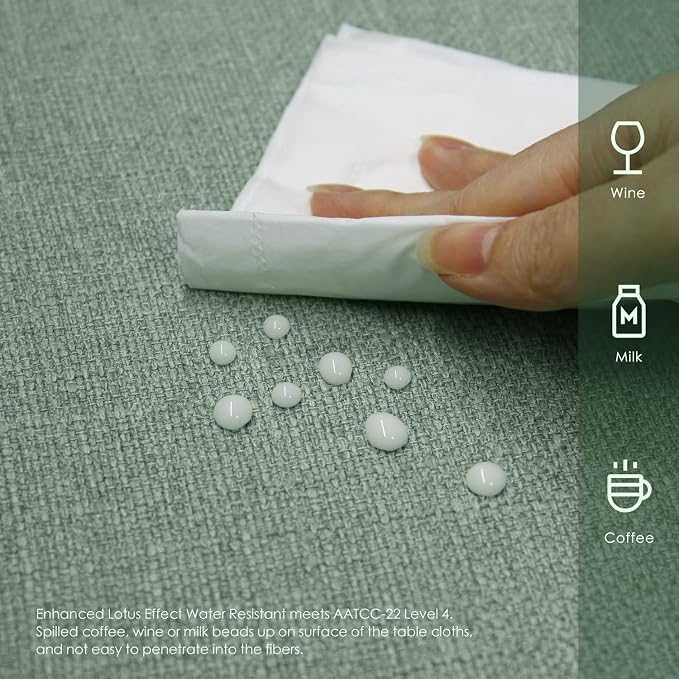 BALCONY & FALCON Rectangle Tablecloth Washable Wrinkle Resistant and Water Proof Table Cloth Decorative Linen Fabric Tablecloths for Easter Dinner Party Kitchen Wedding Outdoor (Celadon Green, 55x95)