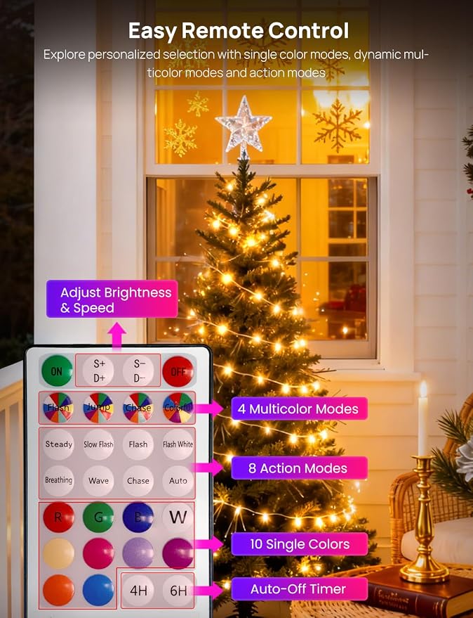LED Fairy Lights USB Powered String Lights, 33Ft 400 LED Multicolor Firecracker Cluster Twinkle Light with Remote, Waterproof Wire Starry Light for Christmas Tree Party Bedroom Window DIY Craft Decor