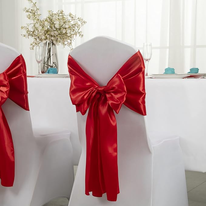 Horbaunal 12 Pack Red Satin Table Runner 12 x 108 Inch, Smooth Table Runners for Wedding Banquets Birthday Party