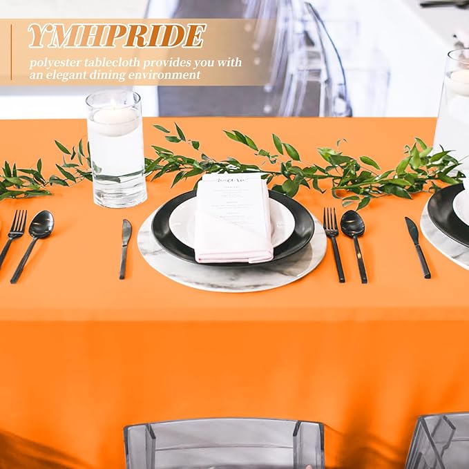 12 Pack Orange Tablecloths for Rectangle Tables Stain and Wrinkle Resistant Washable Polyester Tablecloth 60 x 126 Inch Table Cloth Rectangle Table 8 Foot Rectangle Table Cloth for Wedding Party