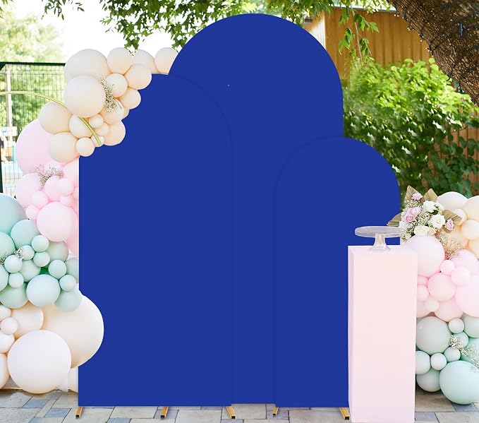 FUHSY Wedding Arch Covers 3 Set 7.2FT, 6.6FT, 6FT Spandex Covers for Arches Fitted Arch Backdrop Stand Cover Blue Birthday Arch Cover for Chiara Backdrop Covers for Bridal Baby Shower Garden Decor