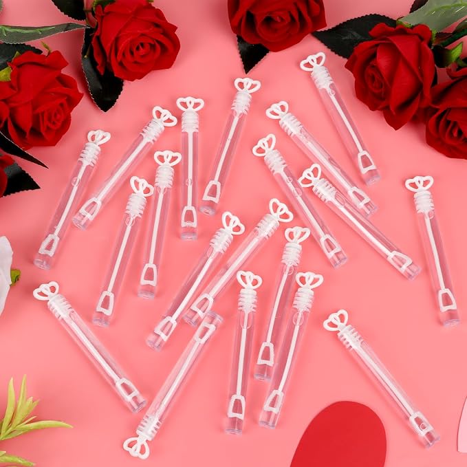 FOIMAS 40pcs Mini Wedding Bubble Wand,Heart Bubble Wand for Guest Wedding Party Favor Bachelorette Party Valentines Day Party Decoration Supply,White
