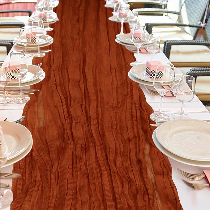 2 Pack Cheesecloth Table Runner 10Ft Christmas Gauze Boho Table Runners for Wedding Decor Bridal Shower Decorations(35" x 120")