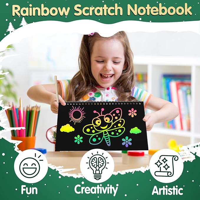 ZMLM 48 Pack Scratch Art Party Favors: Birthday Party Favors for Kids 4-8, Bulk Rainbow Scratch Notebook Paper Pads, Goodie Bags Stuffers Girls Boys Classroom Gifts Crafts Toys Easter Basket Stuffers