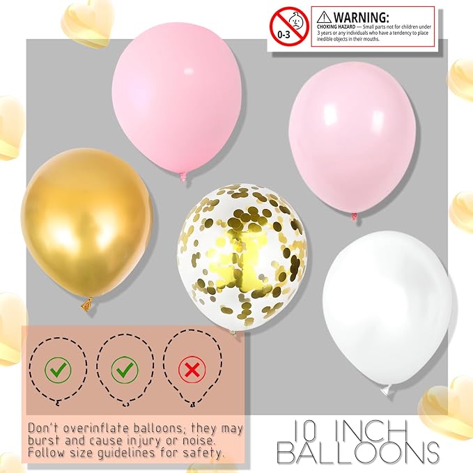 Balloon Column Stand Kit with Metallic Pearl Light Pink&Gold Balloons,Balloon Column Kit for Floor&Table Backdrop Decoration for Confession Proposal,Party Wedding Baby/Bridal Shower Birthday