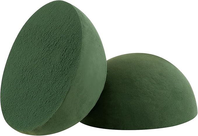 HAKZEON 4 PCS 7.5 Inch Floral Dry Foam Half Ball, Green Foam Half Ball Large, Round Foam Block Green Floral Foam Round Ball for Artificial Plant Arrangement