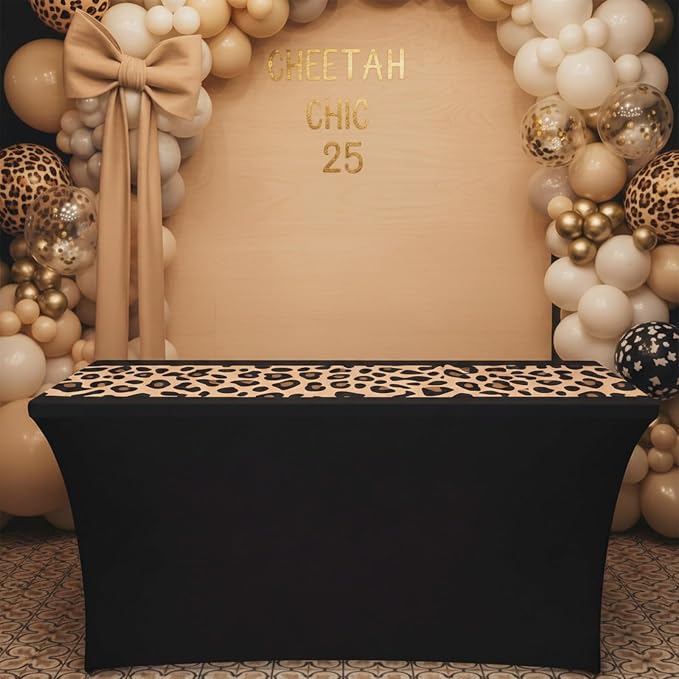 Frienda 1 Pcs Cheetah Print Table Cloth Cheetah Print Party Decoration 71 x 30'' Leopard Table Cloth Rectangle Safari Animal Leopard Tablecover for Birthday Baby Shower Wedding Party Supplies