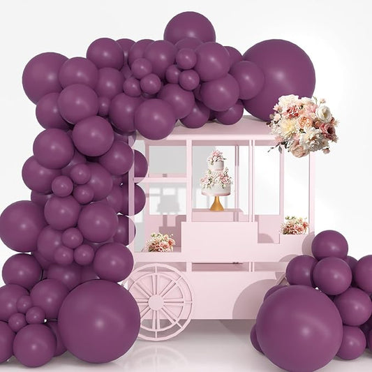 Double Stuffed Deep Mauve Balloons,18 12 10 5 Inch Violet Deep Balloons Different Sizes,Double Stuffed Purple Balloon Arch for Boho Party, Baby Shower, Birthday, Weddings (Deep Mauve)