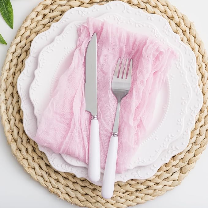 100 Pack Light Pink Cloth Napkins 21x21 Inches Light Pink Cheesecloth Napkins Set of 100 Washable Dinner Table Napkins for Wedding Summer Bridal Baby Shower Rustic Boho Cotton Gauze Party Table Decor