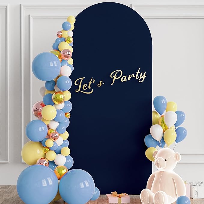Wokceer 6FT Wedding Arch Cover Spandex Fitted Wedding Arch Stand Covers Round Top Navy Blue Chiara Arch Cover for Birthday Party Ceremony Banquet Decor