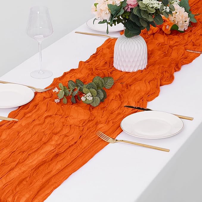 30 Pack Orange Cheesecloth Table Runner 17 x 108 inch Cheese Cloth Table Runners 9ft Orange Table Runner Rustic Romantic Sheer Gauze Runner for Wedding Party Baby Shower Table Decoration