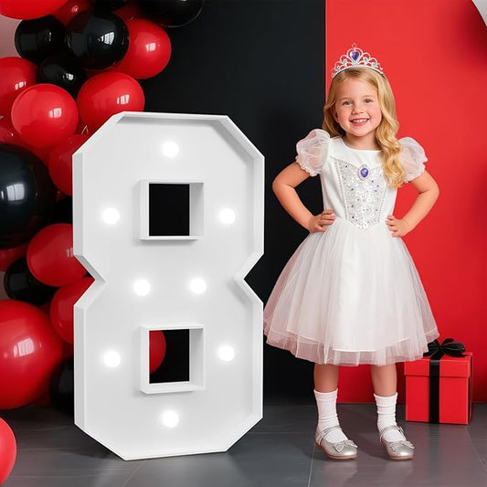 2FT Marquee Numbers 8, Light up Numbers for 18th 80th Birthday Decoration, Anniversary Party Decor, 2026 Graduation Decoration,Pre-Cut Foamboad Kit