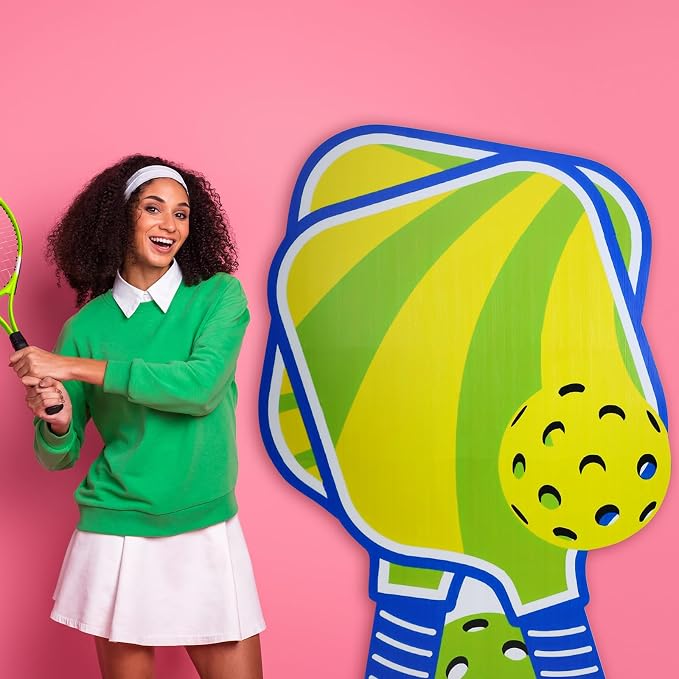 Amyhill 6 Feet Paddle Sport Cardboard Cutout Stand-up Dink Ball Themed Party Decoration Green Ball Backdrop Photo Prop Stand up for Sport Birthday Party Baby Shower Supplies