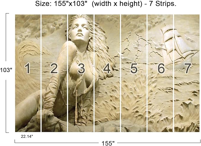 Cliouar-Wall Mural Wallpaper for Bedroom Living Room Wallpaper 3D Wallpaper Decoration Sculpture Art 155" x 103" (Not Peel and Stick)
