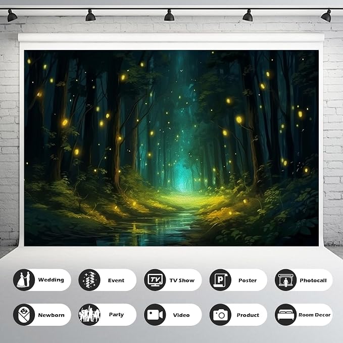 Forest Backdrop Girls in Wonderland Themed Background for Photography Magical Fantasy Forest River with Light Photography Background Jungle Safari Theme Party Backdrop Studio Props Decor 15x8ft