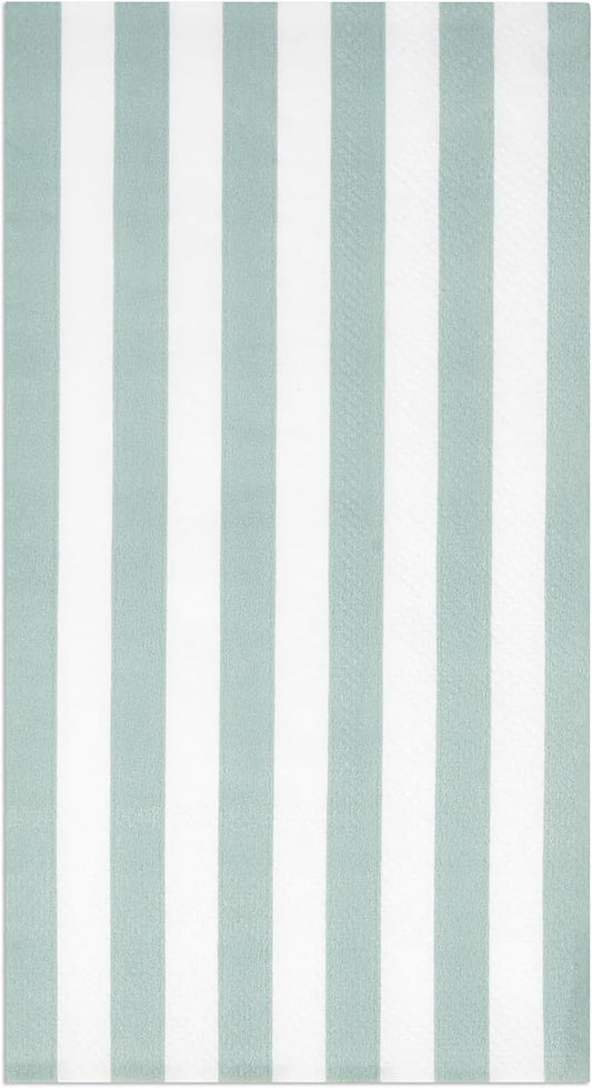 Gift Boutique 100 Sage Green & White Stripe Guest Napkins Disposable Paper Striped Dinner Hand Napkin Bathroom Powder Room Baby Shower Birthday Party