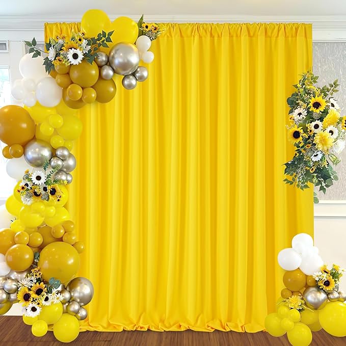 Backdrop Curtains Yellow Background: Birthday Polyester Fabric 10ftx8ft Fall Backdrops Stage Wedding Decorations Wall Draping