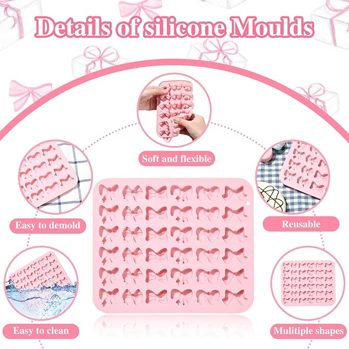Airssory 2 pcs Cute Bow Theme Fondant Molds Bowknot Bow Tie Mold 3D for DIY Party Wedding Cake Candy Chocolate Epoxy Resin Craft Making Decoration