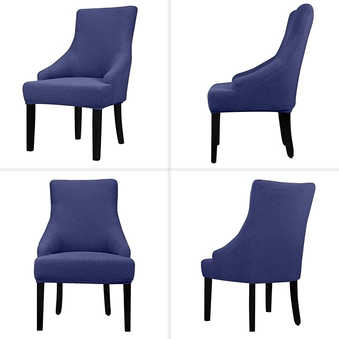 Lellen Stretch Wingback Chair Cover Slipcover - Reusable Wingback Side Chair Slipcover,Dining Chair Covers,Arm Protector Seat Cover for Dining Room Banquet Home Decor（Navy, 1PC
