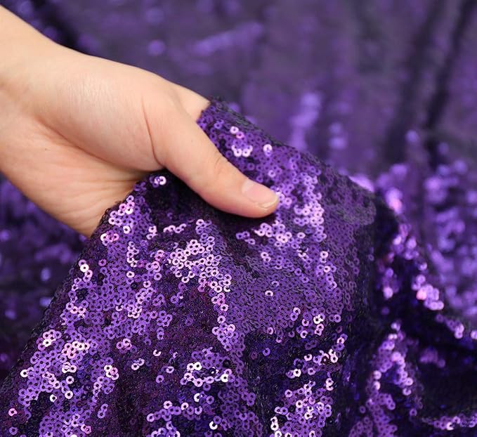 Poise3EHome 2ft x 8ft Purple Sequin Photography Backdrop Curtain 2 Panels for Halloween Party Decoration