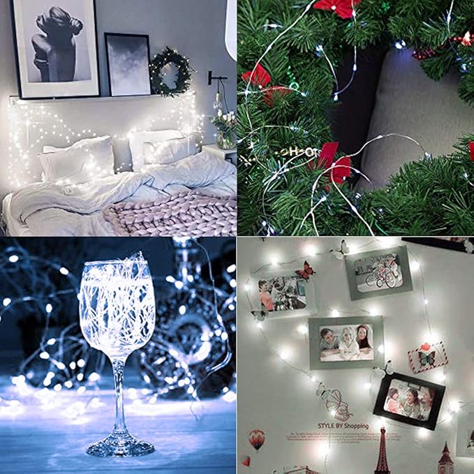 Decute 100 LED 50 Photo Clips String Lights Holder 33FT Starry Fairy Lights for Hanging Pictures Cards Memos USB Powered with Switch Perfect for Bedroom Wedding Dorm Christmas Decor (Cool White)