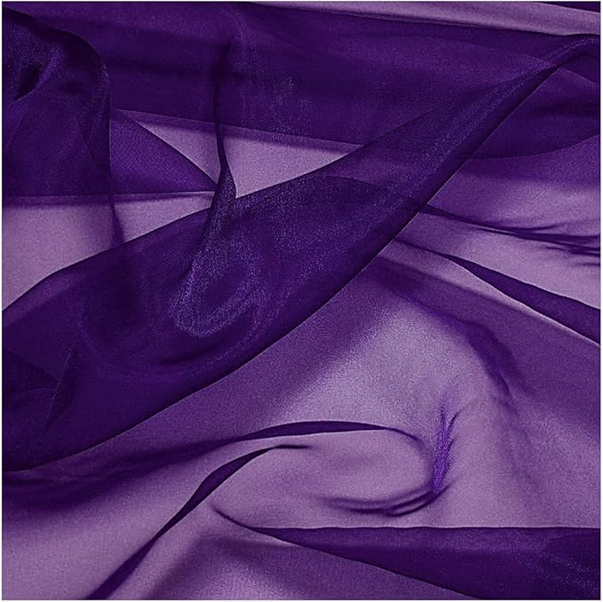 MDS Pack of 25 Yard Sheer Organza Fabric for Wedding Party Home Event Banquet Decorations, Backdrop Curtain Craft Dress Sewing Fashion DIY Crystal Organza Tulle Fabric Bolt 44” Wide - Purple