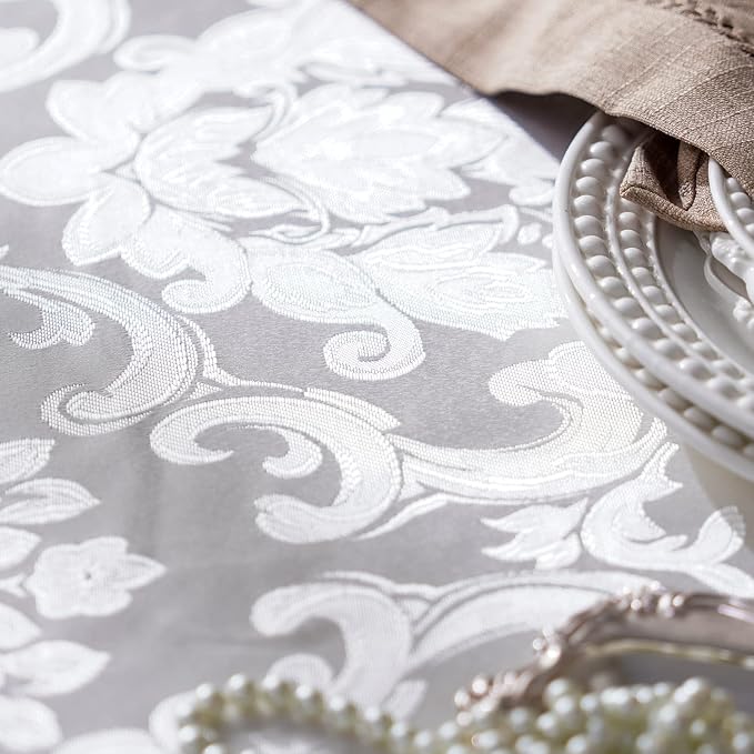 ARTABLE Jacquard Lace Tablecloth Rectangle Fabric Embroidery Table Cloth Vintage Farmhouse Rustic Table Cover for Home Kitchen Wedding Outdoor Indoor Party Decor (Cream, 52 x 70 Inch)