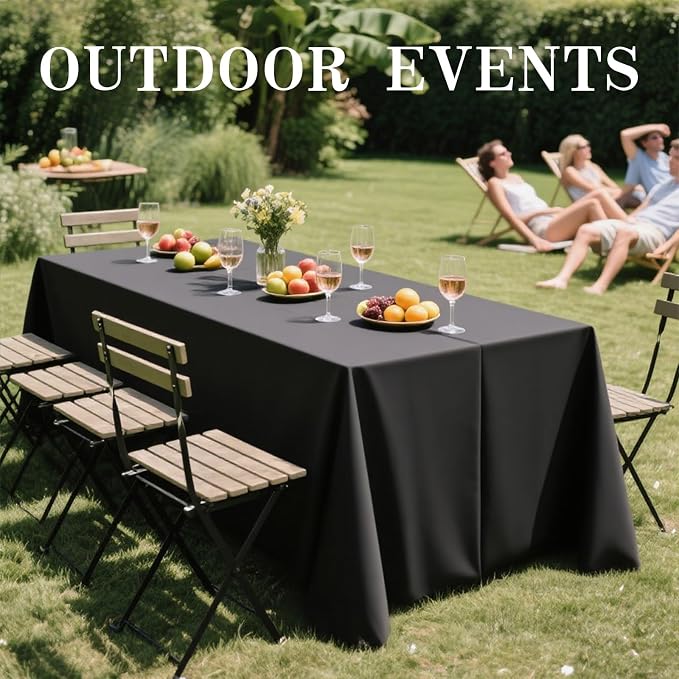 WIGENIUS 2 Pack Black Table Cloth Rectangle Tablecloths 60X84 Inch,Polyester Table Cloth for 5 Foot Rectangle Tables,Wrinkle Resistant Washable Fabric Table Covers for Party,Wedding Banquet