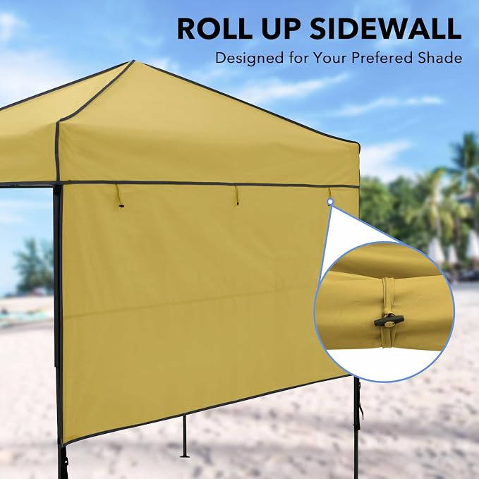 6x4 Pop Up Canopy Tent with Half Wall Panel, Instant Portable Beach Canopy, Outdoor Tent with Carry Bag for Camping, Sports, Tailgating, Events, Beige