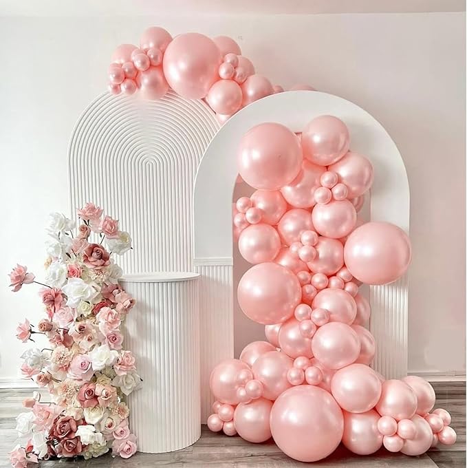 108Pcs Pearl Pink Stuffed Balloons Different Size, 18/12/10/5 inch Dusty Rose Balloons Garland Arch kit for Baby Bridal Shower Birthday Boho Wedding Party Decor