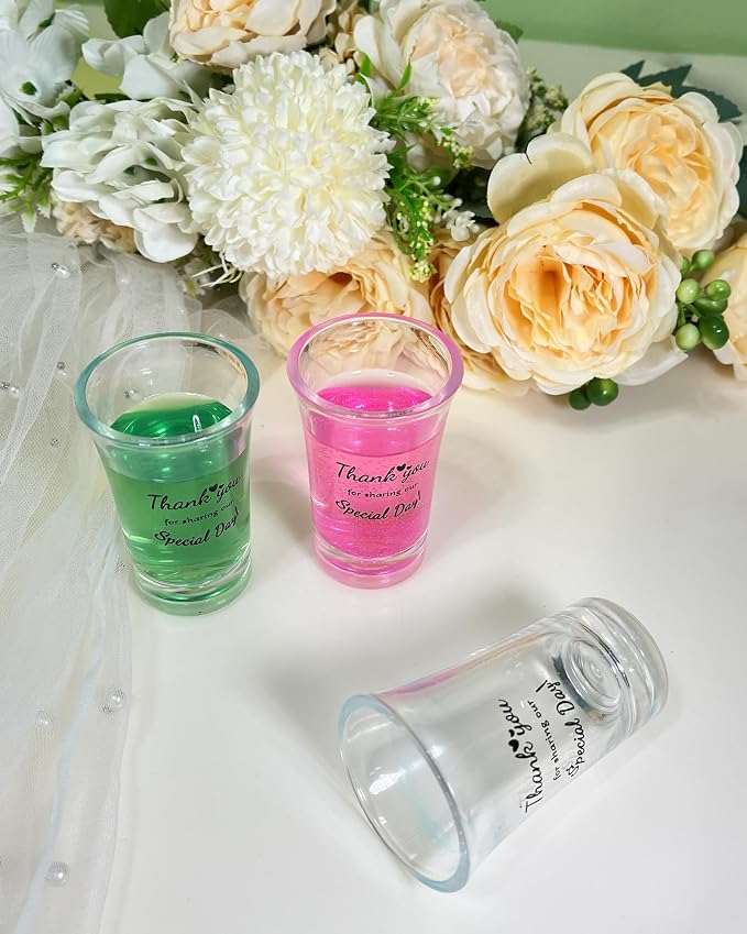 Wedding Favors for Guests-50 Sets wedding party favor bulk Acrylic Clear Shot Glasses,Plastic Glasses Wedding Thank You Gifts with Treat Boxes for Bridal Shower Friends Family Guests