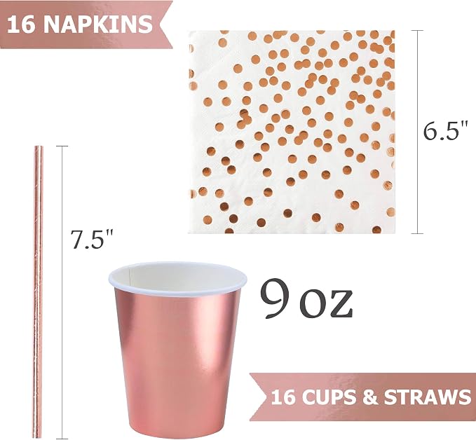 Rose Gold Party Supplies (Rose Gold Party Decorations Set with Balloons)