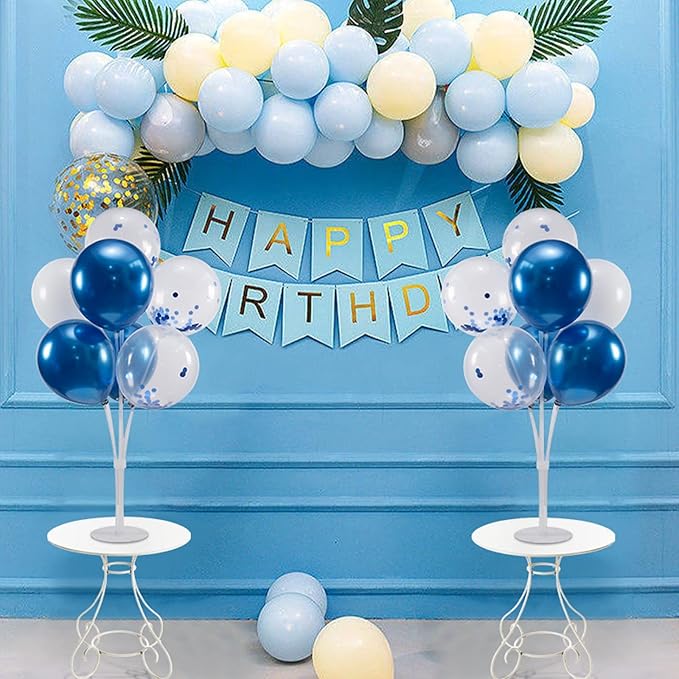 ZJDHPTY 4Set Blue Balloon Stand Table Centerpieces Party Decor | Blue Balloons,Blue Party Decorations for Birthday Graduation Retirement Anniversary Father's Day,New Years Eve Party Supplies