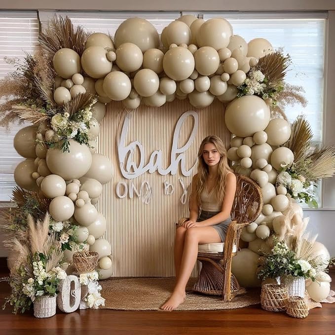 White Sand Balloon Double Stuffed Cream Off White Balloons Different Sizes Light Grey Latex Balloon Garland Pastel Balloons Arch Kit For Neutral Baby Shower Bridal Wedding Birthday Party Decor