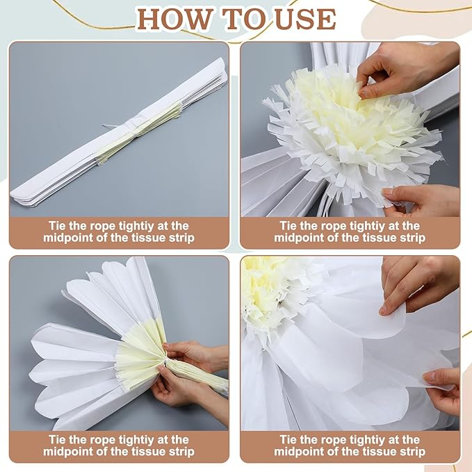 Chunful 5 Pcs 30'' 24'' Gaint Boho Style Tissue Paper Flowers Decoration Large Hanging Tissue Paper Pom Poms Decor for Easter Birthday Bachelorette Wedding Baby Shower Bridal Shower Party Decoration